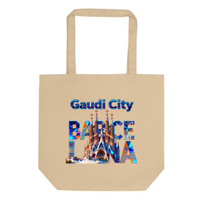 Gaudi City Barcelona Eco Tote Bag | Sustainable Canvas Tote with Sagrada Familia Design