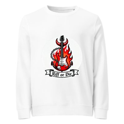 Unisex Organic Sweatshirt | Riff or Die Guitar Flame Design