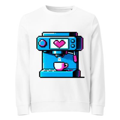 Pixel Art Coffee Machine Sweatshirt | Unisex Organic Cotton Sweatshirt