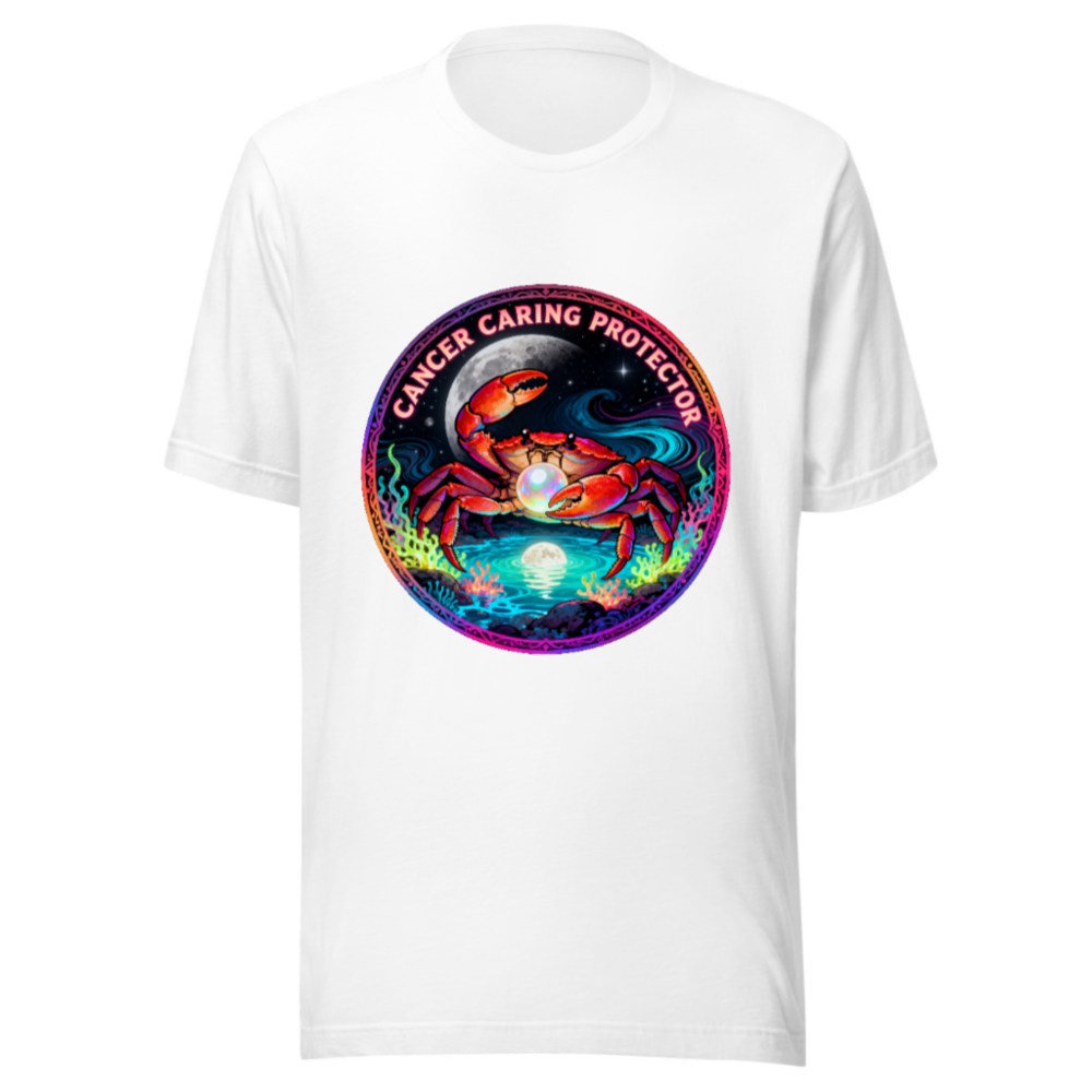 Unisex Cancer Zodiac T-Shirt - 'Cancer Caring Protector' Crab Design