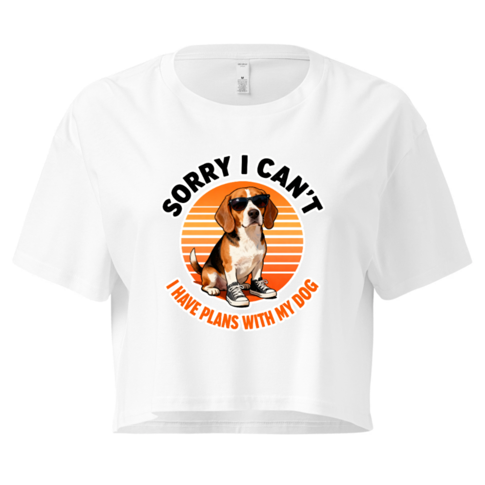 Women's Beagle Crop Top - 'Sorry I Can't, I Have Plans With My Dog' Vintage Tee