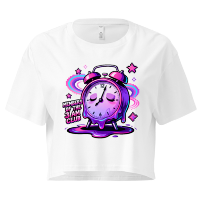 Women's Crop Top - Purple Alarm Clock Melting Design, Members of the 3 AM Club