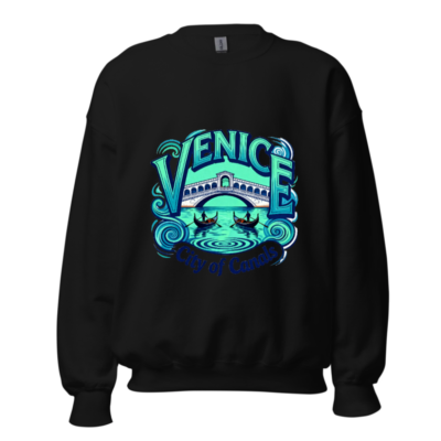 Venice City of Canals Sweatshirt | Unisex Crew Neck | Gondola Bridge Design