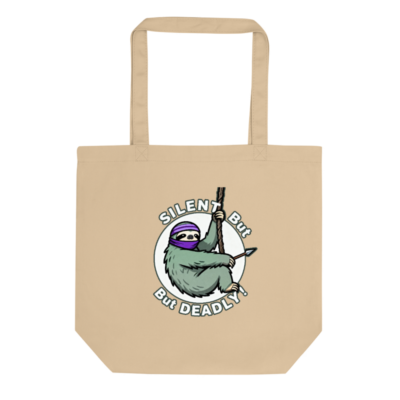 Eco Oyster Tote Bag | Silent But Deadly Sloth Design - Sustainable Canvas Tote