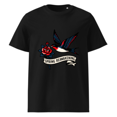 Unisex Organic Cotton T-Shirt | Spring Reawakening Bird & Rose Design