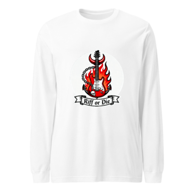 Riff or Die Electric Guitar Flame Long Sleeve Tee - Unisex Rock Shirt