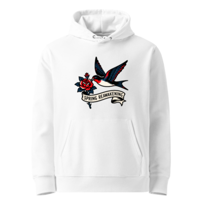 Unisex Eco Hoodie - Spring Reawakening Swallow & Rose Design