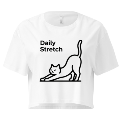 Women's Daily Stretch Cat Crop Top | Slim Fit Short Sleeve T-Shirt