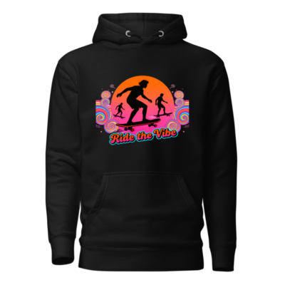 Unisex Premium Pullover Hoodie - Ride the Vibe Skateboard Graphic