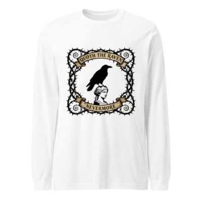 Quoth the Raven Nevermore Long Sleeve Tee - Unisex Gothic Rave Design