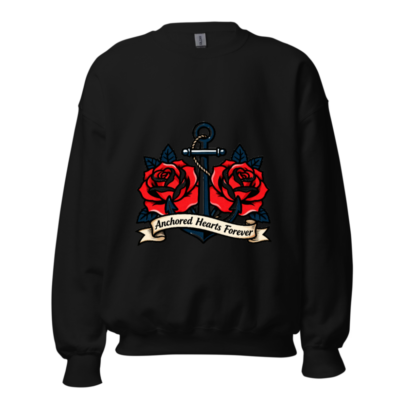 Anchored Hearts Forever Anchor & Roses Unisex Crew Neck Sweatshirt