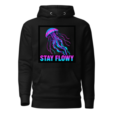 Unisex Premium Pullover Hoodie - Neon Jellyfish 'Stay Flowy' Design