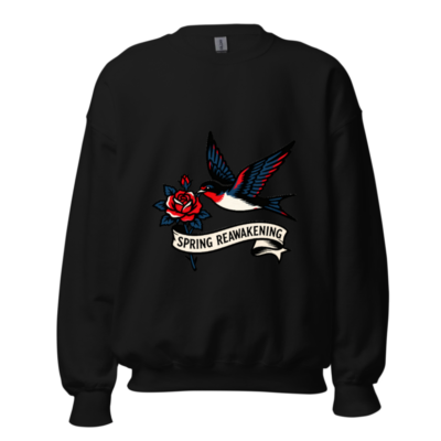 Spring Reawakening Swallow Rose Sweatshirt - Unisex Crew Neck