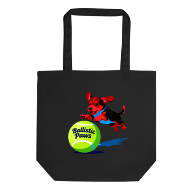 Eco Black Tote Bag | Ballistic Paws Dog & Tennis Ball Design
