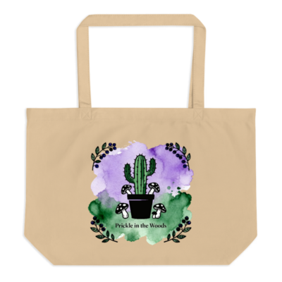 Organic Tote Bag with Cactus & Mushrooms Design | Prickle in the Woods