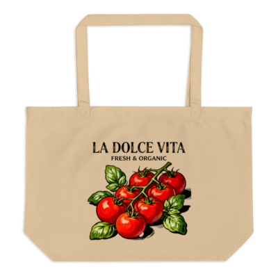 Organic Tote Bag | La Dolce Vita Fresh & Organic Tomato Design