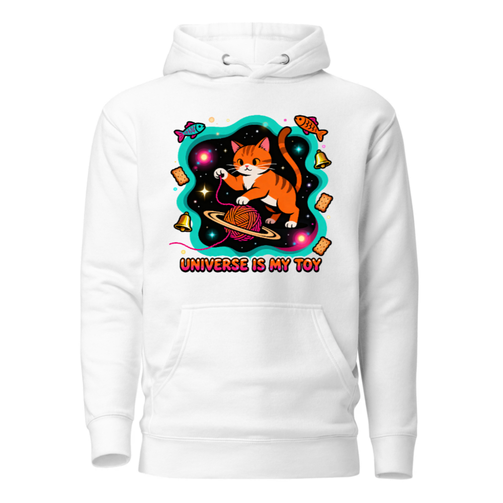 Unisex Premium Pullover Hoodie - Universe Is My Toy Cat Space Design