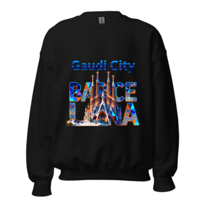 Gaudi City Barcelona Unisex Crew Neck Sweatshirt | Colorful Sagrada Familia Design