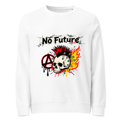 Unisex Organic Sweatshirt - No Future Skull & Anarchist Symbol Punk Design