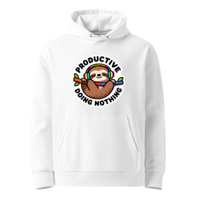 Unisex Eco Hoodie - Sloth Productive Doing Nothing, Sustainable & Comfortable