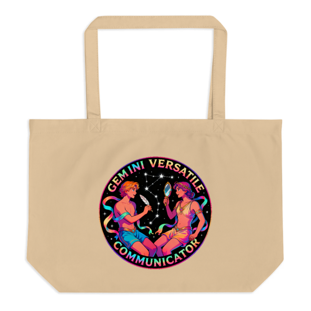 Gemini Versatile Communicator Organic Tote Bag | Eco-Friendly Large Canvas Tote