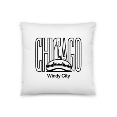 Chicago Windy City Pillow 18"x18" - Chicago Skyline & Cloud Gate Design