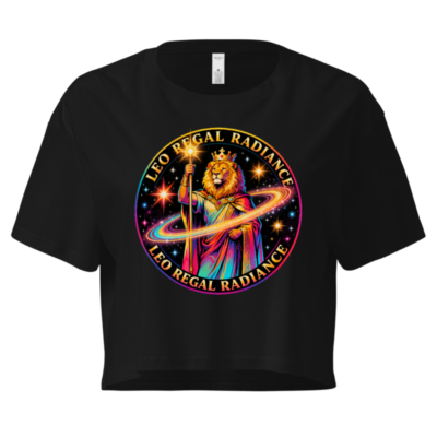 Women's Crop Top - Leo Regal Radiance Lion King Design, Neon Galaxy Art