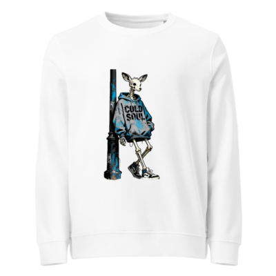 Unisex Organic Sweatshirt | Skeleton Deer Graphic, 'COLD SOUL' Hoodie, Eco-Friendly