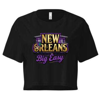 New Orleans Big Easy Women's Crop Top - Purple Gold Mardi Gras Design