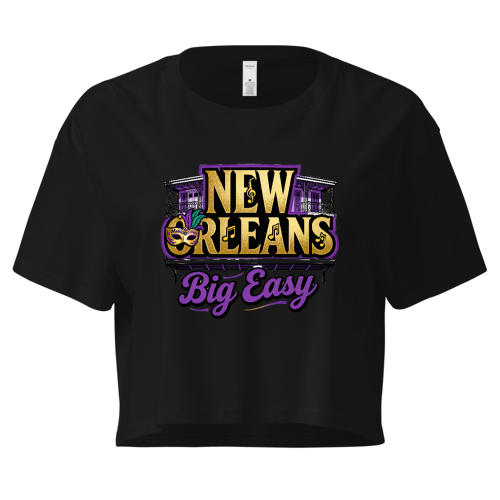 New Orleans Big Easy Women's Crop Top - Purple Gold Mardi Gras Design