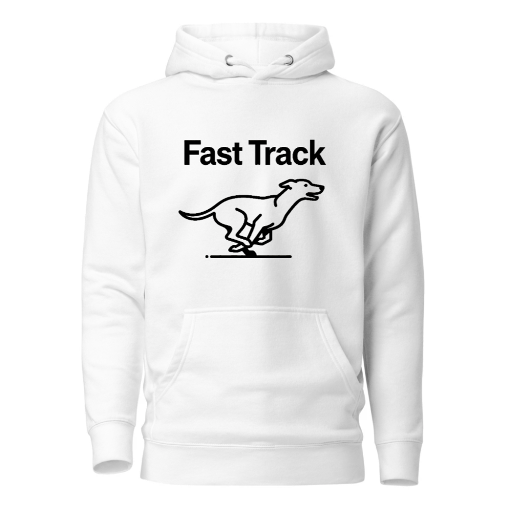Fast Track Unisex Premium Pullover Hoodie - Soft Comfort, Bold Dog Design