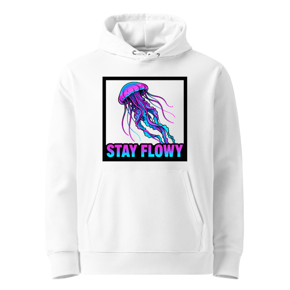 Unisex Eco Hoodie - Stay Flowy Jellyfish Design | Sustainable Cotton Blend