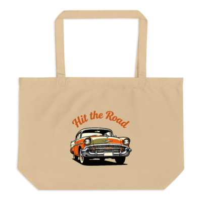 Organic Tote Bag with Classic Car Design | Hit the Road Vintage Art
