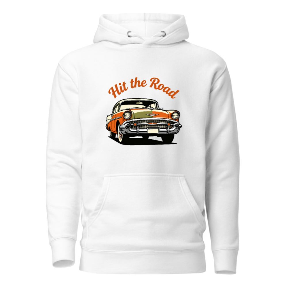 Hit the Road Classic Car Pullover Hoodie - Unisex Premium Hoodie