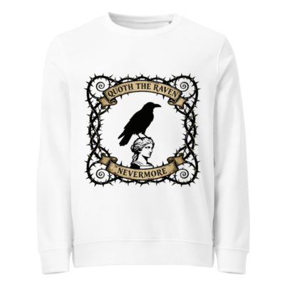 Unisex Organic Sweatshirt | Quoth the Raven Nevermore Thorn Frame Design
