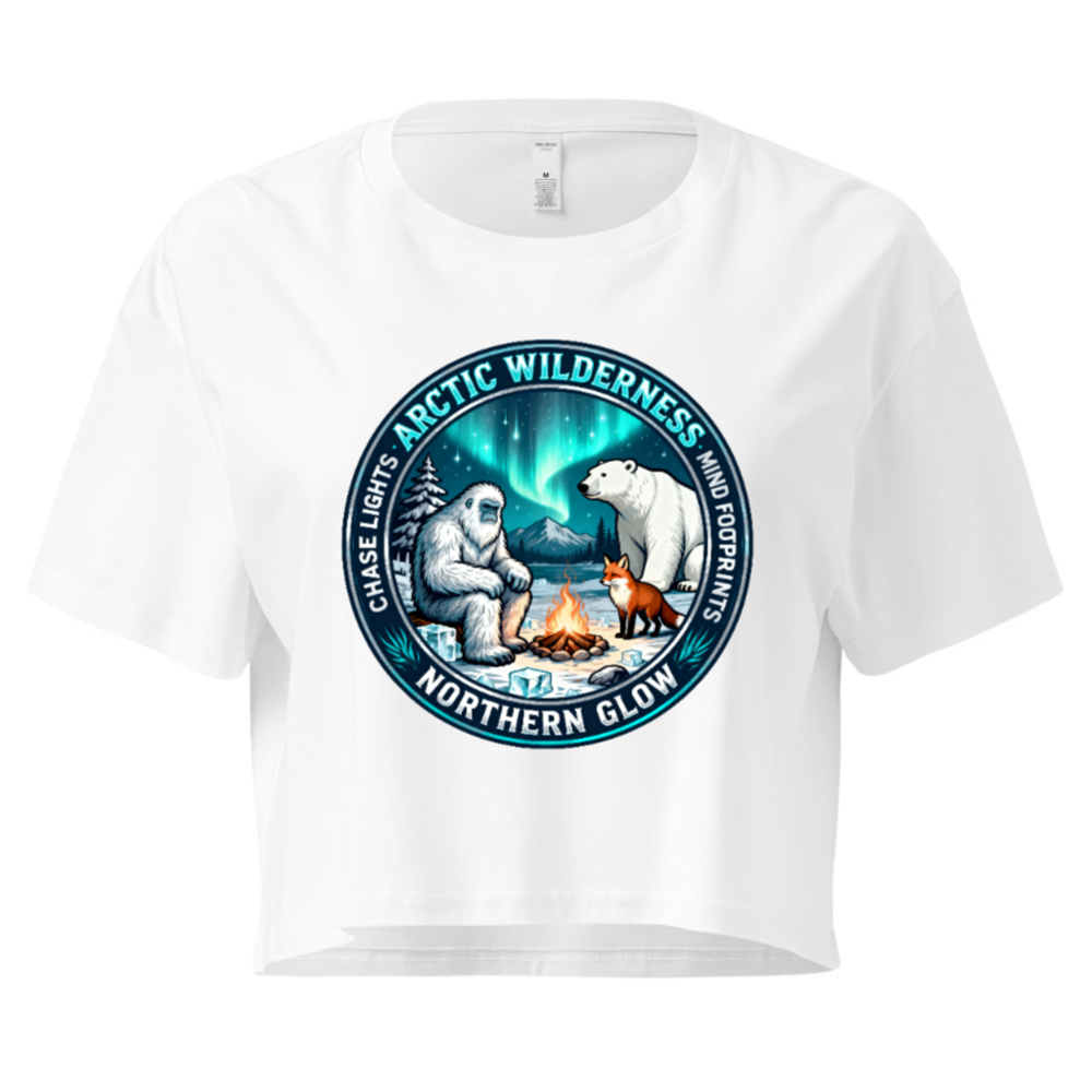Women's Arctic Wilderness Crop Top - Northern Glow, Chase Lights, Mind Footprints