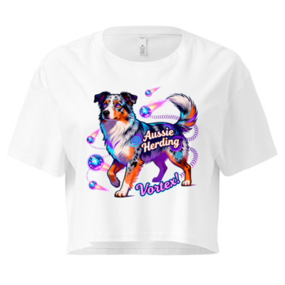 Aussie Herding Vortex! Women's Crop Top - Neon Dog Art
