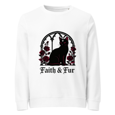 Unisex Organic Sweatshirt | Faith & Fur Black Cat Gothic Rose Design