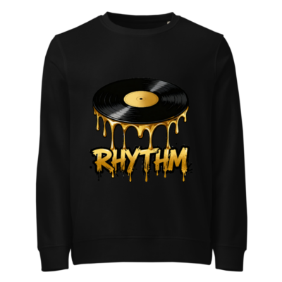 Unisex Organic Sweatshirt with Vinyl Record Rhythm Design