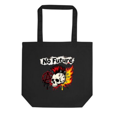 Eco Black Tote Bag | No Future Skull & Anarchy Design | Sustainable Canvas Tote