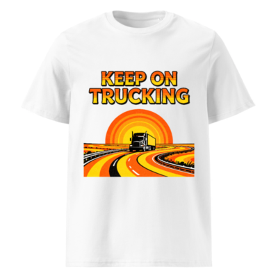 Keep On Trucking Unisex Organic Cotton T-Shirt - Retro Road Sunset Design