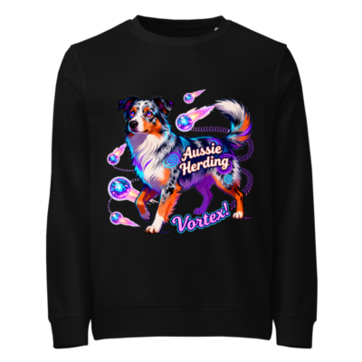 Unisex Organic Aussie Herding Vortex! Sweatshirt - Eco-Friendly, Vibrant Dog Art
