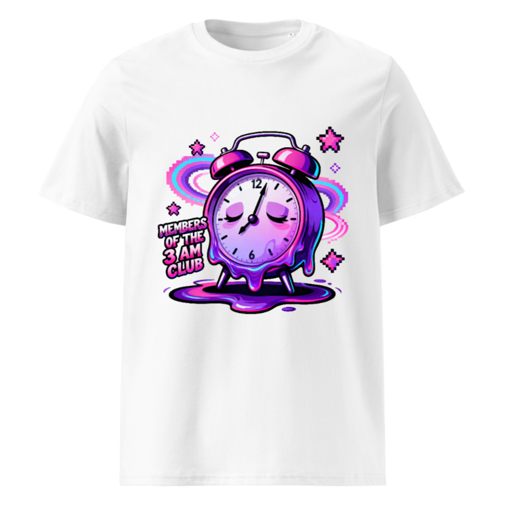 Unisex Organic Cotton T-Shirt - Members of the 3 AM Club Alarm Clock Design