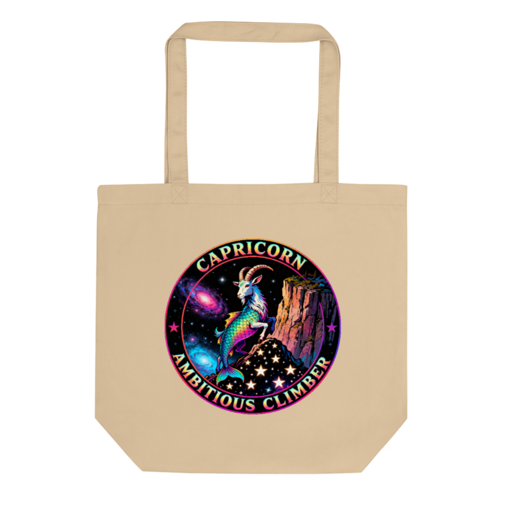 Capricorn Ambitious Climber Eco Oyster Tote Bag - Sustainable Canvas Tote