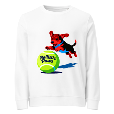 Unisex Organic Sweatshirt | Ballistic Paws Dog Tennis Design