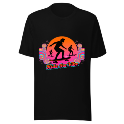Unisex Staple T-Shirt - Ride the Vibe Skateboard Graphic Tee, Black