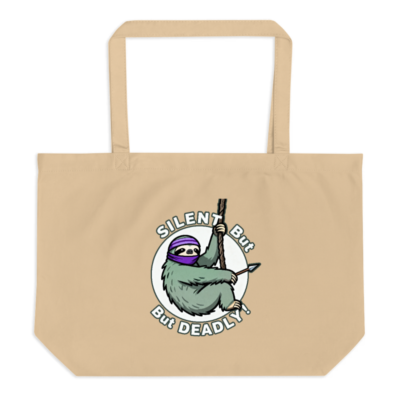 Silent But Deadly Sloth Organic Tote Bag | Eco-Friendly Large Canvas Bag