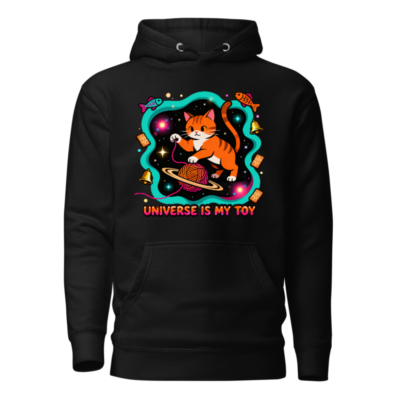 Unisex Premium Pullover Hoodie - Universe Is My Toy Cat Design
