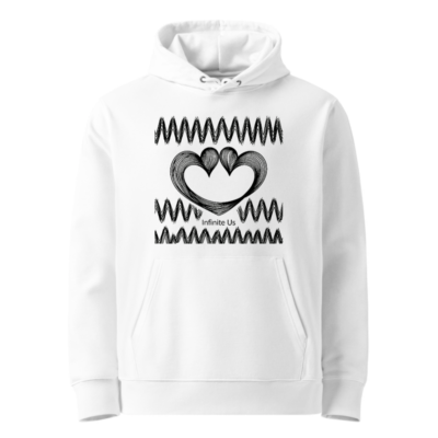 Unisex Eco Hoodie - Infinite Us Heart Design, Sustainable Organic Cotton