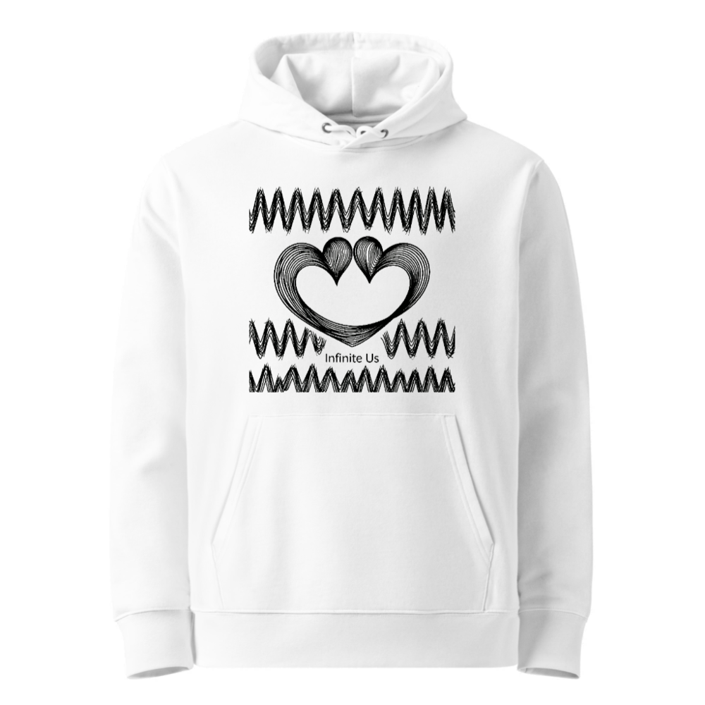 Unisex Eco Hoodie - Infinite Us Heart Design, Sustainable Organic Cotton